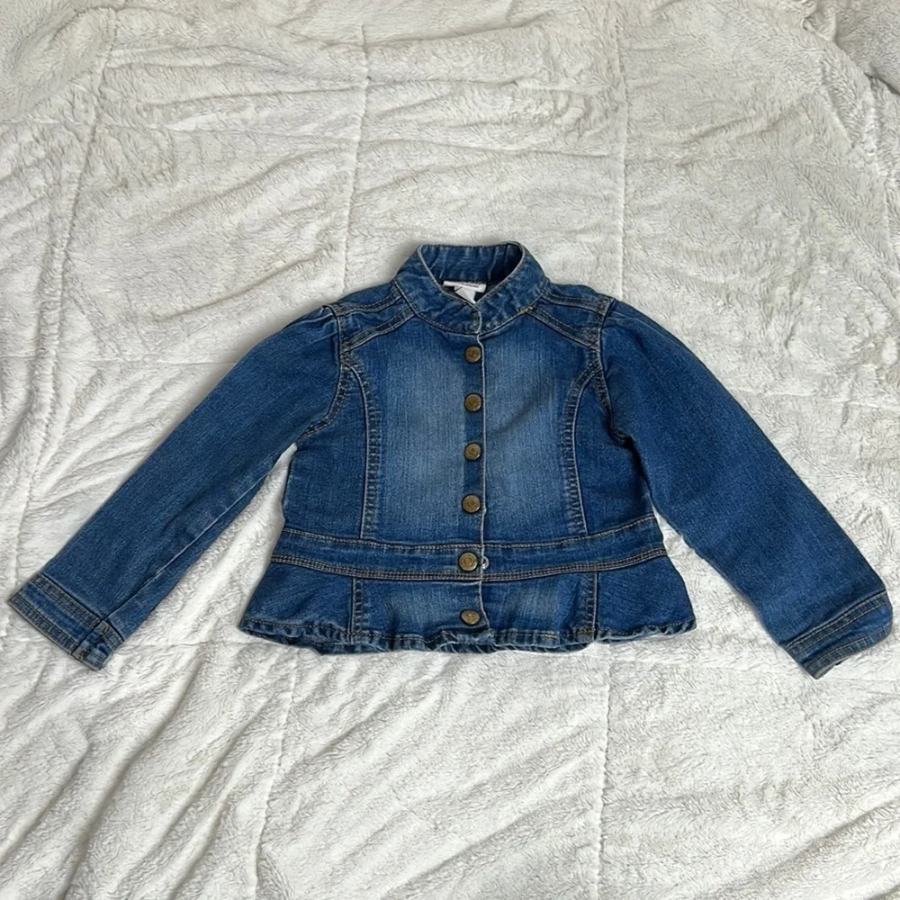 Little Maven by Tori Spelling Mandarin Collar Denim Blue Jean Jacket - Size 4Y